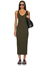 view 1 of 3 Supima Ankle Slit Dress in Army Green