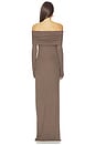 view 3 of 3 Silk Rib Off Shoulder Fluid Dress in Mushroom