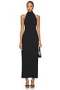 view 1 of 3 Knit Halter Turtleneck Fluid Dress in Black