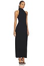 view 2 of 3 Knit Halter Turtleneck Fluid Dress in Black