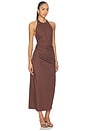 view 2 of 3 Poplin Halter Dress in Dark Chocolate