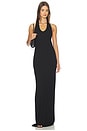 view 1 of 3 Silk Rib U-neck Halter Fluid Maxi Dress in Black