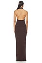view 3 of 3 Silk Rib U-neck Halter Fluid Maxi Dress in Chocolate