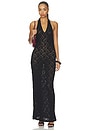 view 2 of 3 Puckered Lace Halter Dress in Black