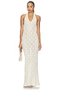 view 1 of 4 VESTIDO HALTER PUCKERED LACE HALTER DRESS in Off White
