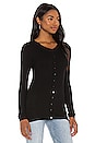 view 2 of 4 Silk Rib Fitted Long Sleeve Cardigan in Black