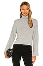 view 1 of 4 Sweater Rib Kimono Sleeve Cropped Turtleneck in Heather Grey