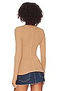 view 3 of 4 Silk Rib Fitted Long Sleeve Cardigan in Sand