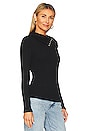 view 2 of 4 Sweater Knit Split Collar Top in Black