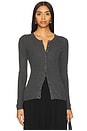 view 1 of 4 Silk Sweater Rib Fitted Cardigan in Heather Charcoal