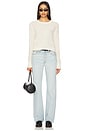 view 4 of 4 Linen Open Knit Crewneck Sweater in Cream
