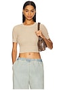 view 1 of 4 Cropped Short Sleeve Sweater in Basalt