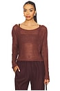 view 1 of 4 Linen Open Knit Bateau Sweater in Dark Cherry