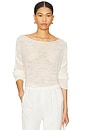 view 1 of 4 Linen Open Knit Bateau Sweater in White