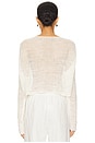 view 3 of 4 Linen Open Knit Bateau Sweater in White
