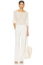 view 4 of 4 Linen Open Knit Bateau Sweater in White