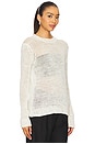 view 2 of 5 Linen Open Knit Long Sleeve Crew in White