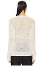 view 3 of 5 Linen Open Knit Long Sleeve Crew in White