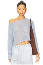 view 2 of 5 Linen Open Knit Bateau Sweater in Sky