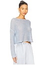 view 3 of 5 Linen Open Knit Bateau Sweater in Sky