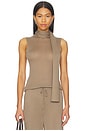 view 1 of 4 Tissue Cashmere Sleeveless Scarf Sweater in Walnut
