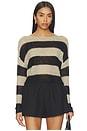 view 1 of 4 Stripe Linen Bateau Sweater in Oatmeal & Black