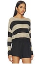 view 2 of 4 Stripe Linen Bateau Sweater in Oatmeal & Black