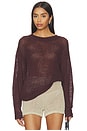 view 1 of 4 Linen Open Knit Crewneck in Black Orchid