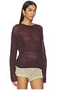 view 2 of 4 Linen Open Knit Crewneck in Black Orchid