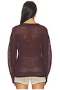 view 3 of 4 Linen Open Knit Crewneck in Black Orchid