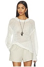 view 1 of 4 RAS DE COU LINEN OPEN KNIT CREWNECK in White
