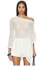 view 1 of 4 Linen Open Knit Poncho in White