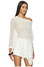 view 2 of 4 Linen Open Knit Poncho in White