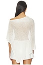 view 3 of 4 Linen Open Knit Poncho in White