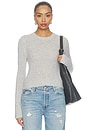 view 1 of 4 Cashmere Shrunken Crew in Light Heather Grey