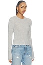view 2 of 4 Cashmere Shrunken Crew in Light Heather Grey
