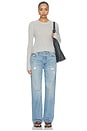 view 5 of 4 Cashmere Shrunken Crew in Light Heather Grey