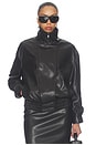 view 1 of 5 Oversized Leather Bomber Jacket in Coffee