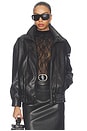 view 2 of 5 Oversized Leather Bomber Jacket in Coffee