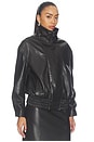 view 4 of 5 Oversized Leather Bomber Jacket in Coffee
