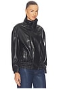 view 4 of 5 Oversized Leather Bomber Jacket in Black