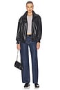 view 6 of 5 Oversized Leather Bomber Jacket in Black