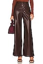 view 1 of 4 Faux Leather Wide Leg Pant in Chocolate