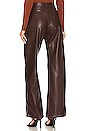 view 3 of 4 Faux Leather Wide Leg Pant in Chocolate