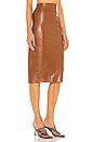 view 2 of 4 Vegan Leather Midi Pencil Skirt in Cognac