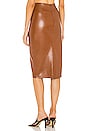 view 3 of 4 Vegan Leather Midi Pencil Skirt in Cognac