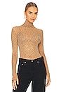view 1 of 4 Mesh Turtleneck in Khaki Dot
