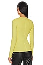 view 3 of 4 Knit Long Sleeve Fitted U Top in Acid