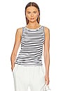 view 1 of 4 Easy Tank in White & Black Stripe