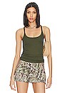 view 1 of 4 Silk U Tank in Dark Olive